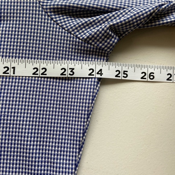 MIZZEN + MAIN Mens Shirt Button Up Lightweight Blue Check Sz L Trim Fit Stretch - Picture 6 of 7
